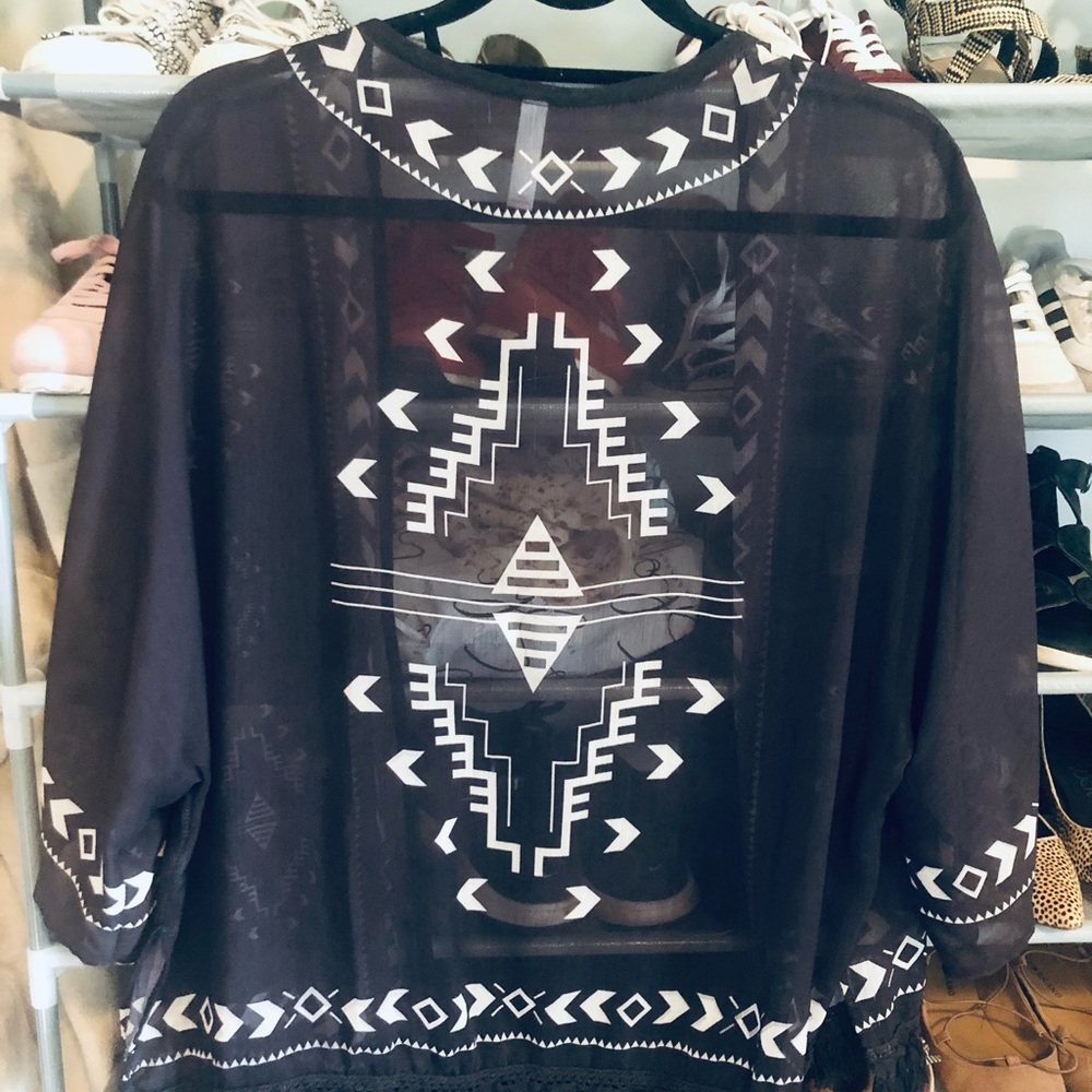 Aztec swim cover up/ kimono